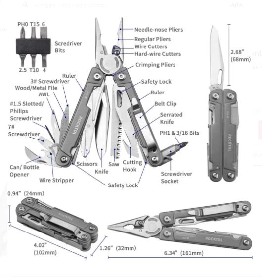ROCKTOL 27 FONKSİYONLU MULTITOOL PENSE KILIFLI