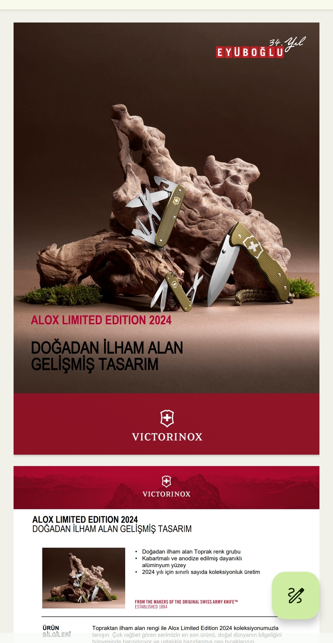 VICTORINOX%20%200.9415.L24%20EVOKE%20ALOX%20LE%20LIMITED%20EDITION%202024%20DOĞA%20YEŞİLİ