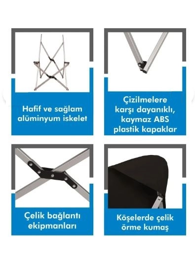 BOX&BOX ALÜMİNYUM KATLANLANABİLİR 113 KG KAPASİTELİ SİYAH KAMP SANDALYESİ - TAŞIMA ÇANTALI
