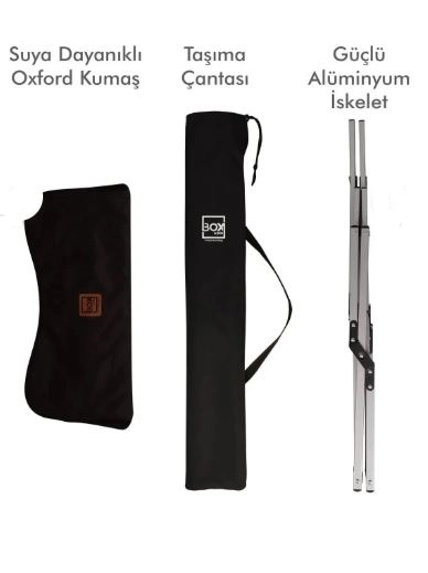 BOX&BOX ALÜMİNYUM KATLANLANABİLİR 113 KG KAPASİTELİ SİYAH KAMP SANDALYESİ - TAŞIMA ÇANTALI