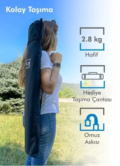BOX&BOX ALÜMİNYUM KATLANLANABİLİR 113 KG KAPASİTELİ SİYAH KAMP SANDALYESİ - TAŞIMA ÇANTALI