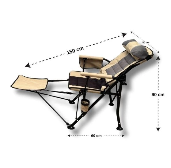 WINDCAMP COMFORT SIRT AYARLANABİLİR AYAK UZATMALI KATLANIR KAMP SANDALYESİ