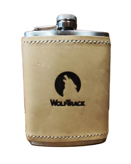WOLFTRACK 7oz ÇELİK İÇKİ MATARASI NATUREL DERİ