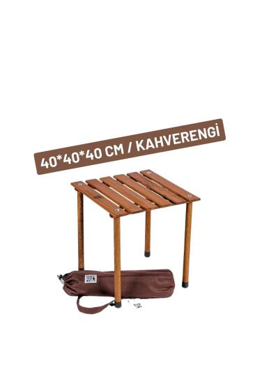 BAG THE JOY AHŞAP KATLANIR RULO KAMP MASASI KAHVERENGİ (40*40*40)