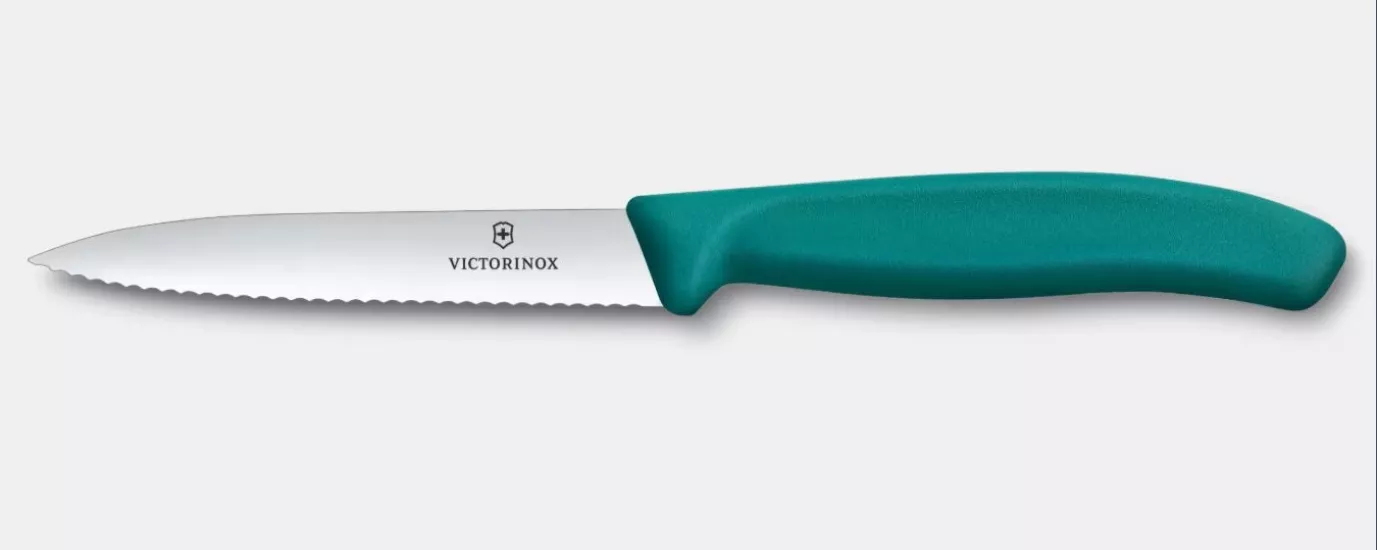 Victorinox 6.7734.C1 SwissClassic 10cm Tırtıklı Soyma Bıçağı Turkuaz