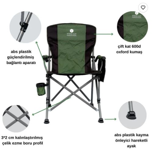 WINDCAMP KATLANIR KAMP SANDALYESİ LUX - YEŞİL